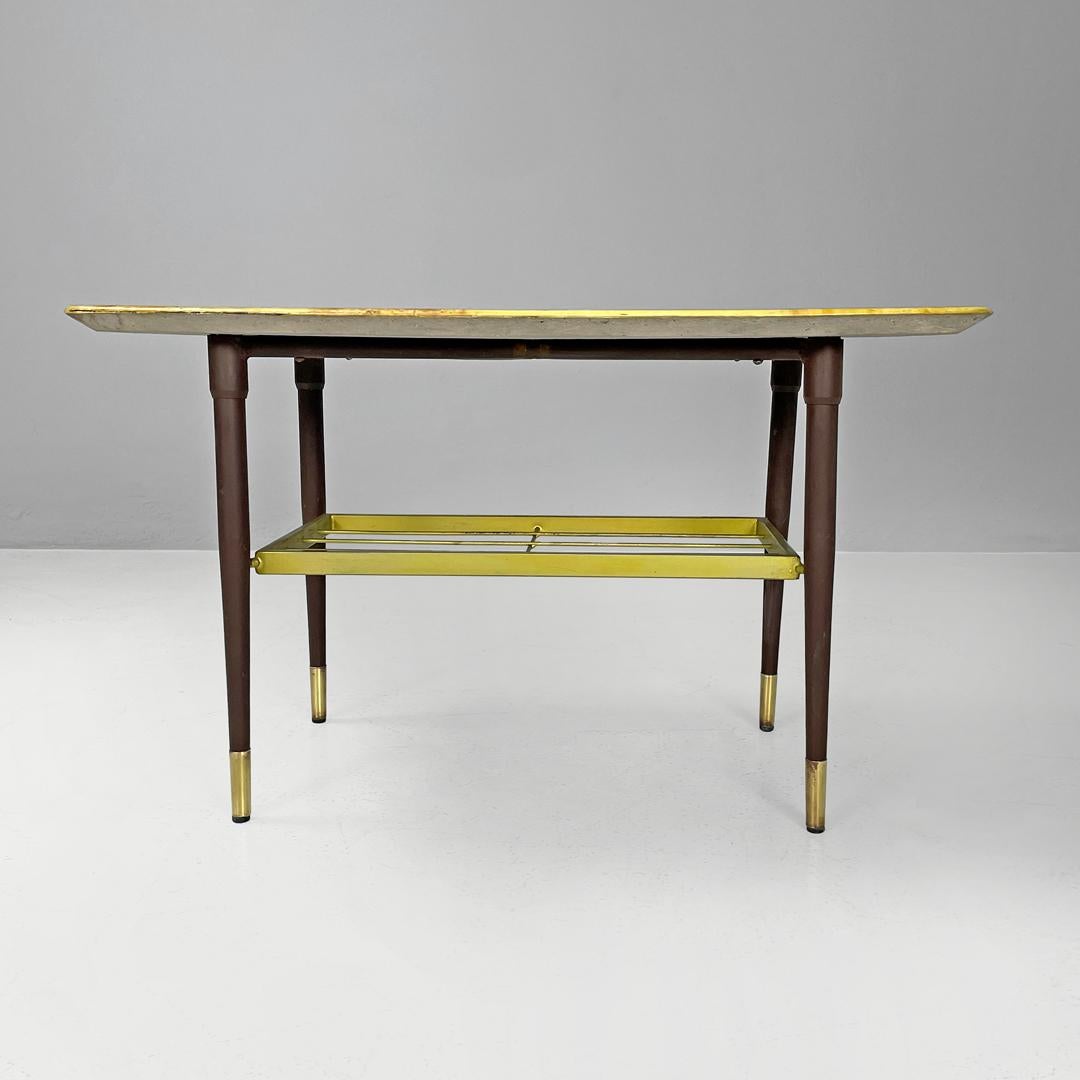Mid-20th Century Italian mid-century modern coffee table with green marble effect wood top, 1960s For Sale