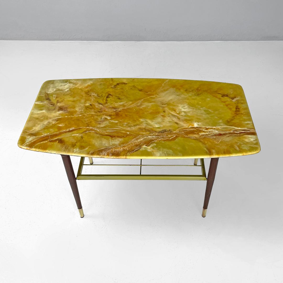 Italian mid-century modern coffee table with green marble effect wood top, 1960s For Sale 1