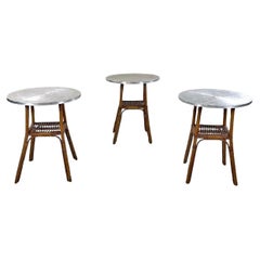 Retro Italian mid-century modern coffee tables in bamboo and aluminum, 1960s