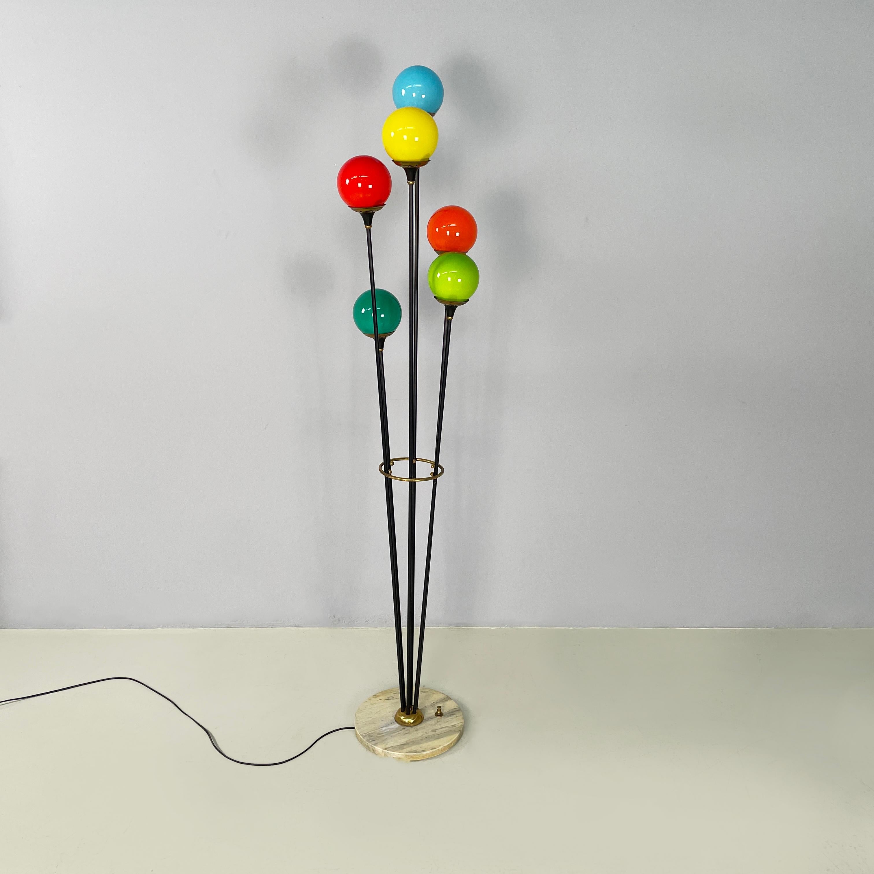 Mid-Century Modern Italian mid-century modern Colored glass Floor lamp Alberello by Stilnovo, 1950s