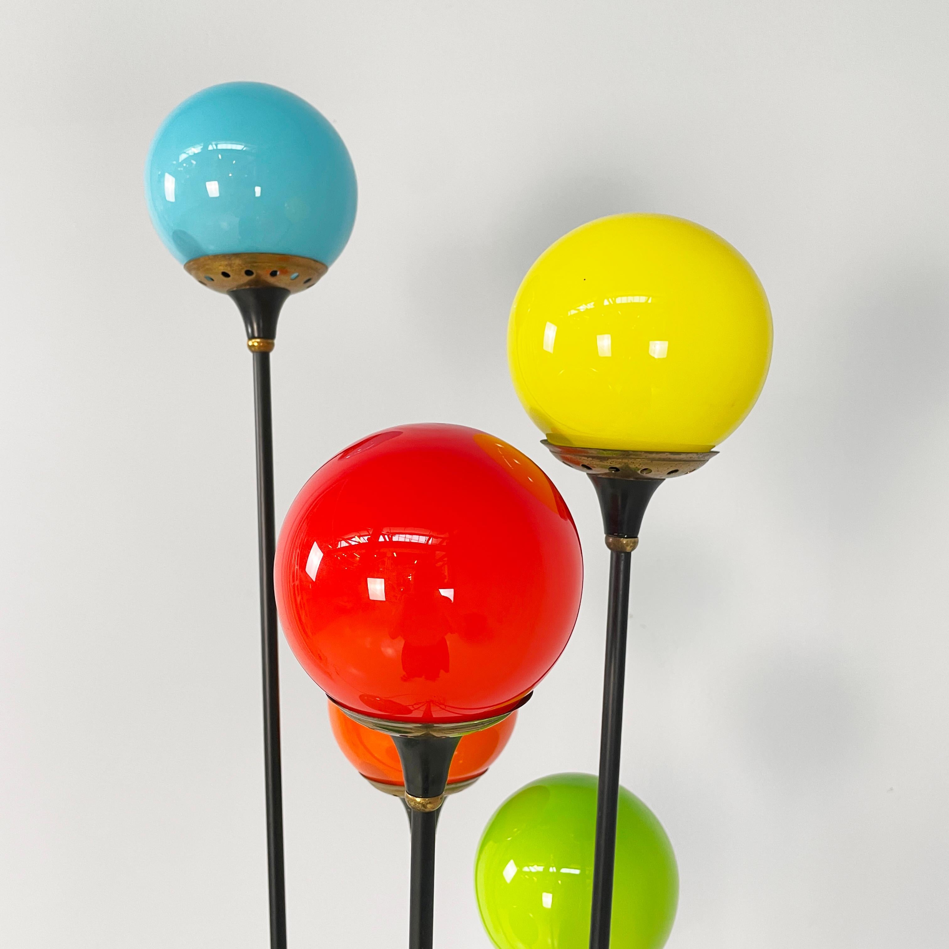 Italian mid-century modern Colored glass Floor lamp Alberello by Stilnovo, 1950s In Good Condition In MIlano, IT