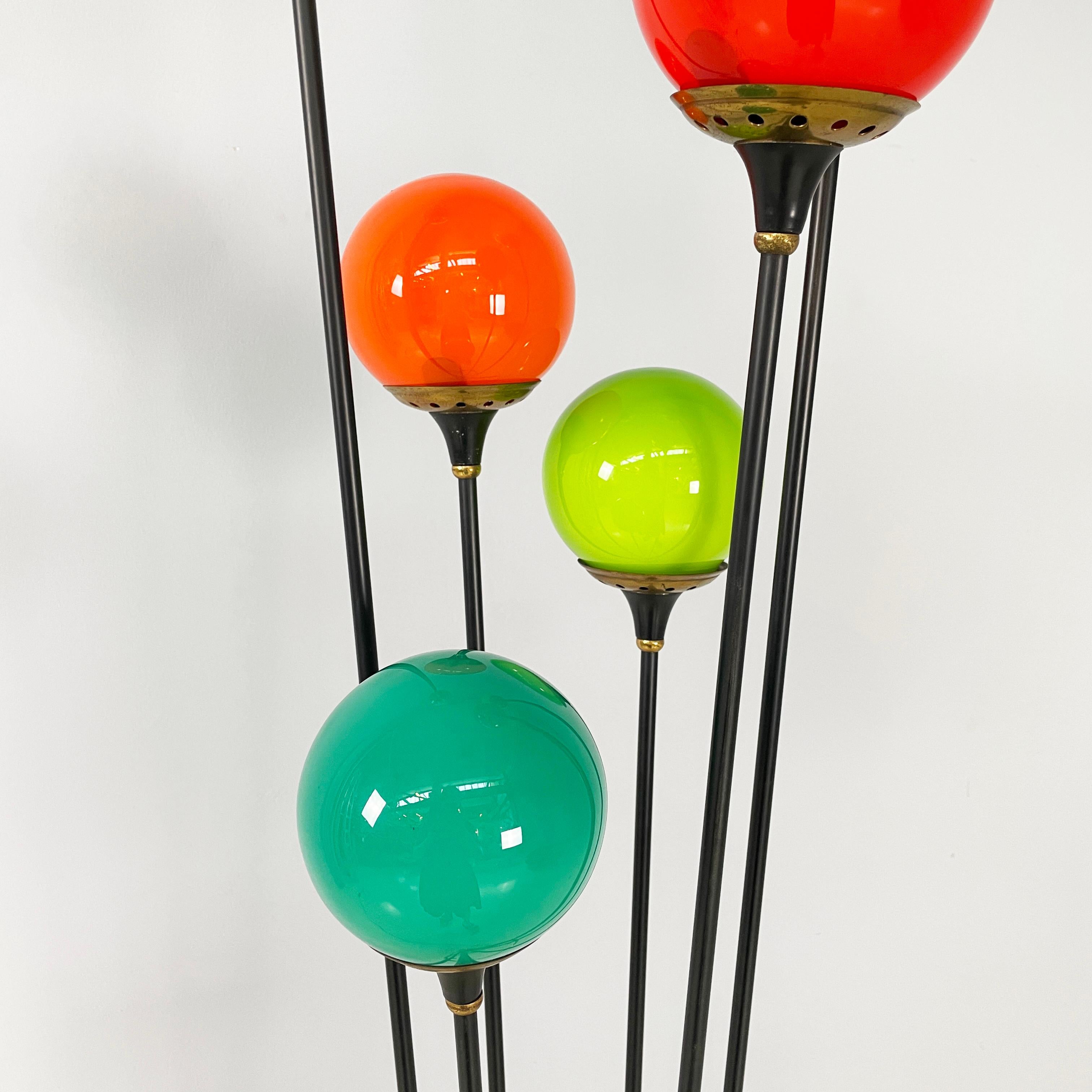 Mid-20th Century Italian mid-century modern Colored glass Floor lamp Alberello by Stilnovo, 1950s