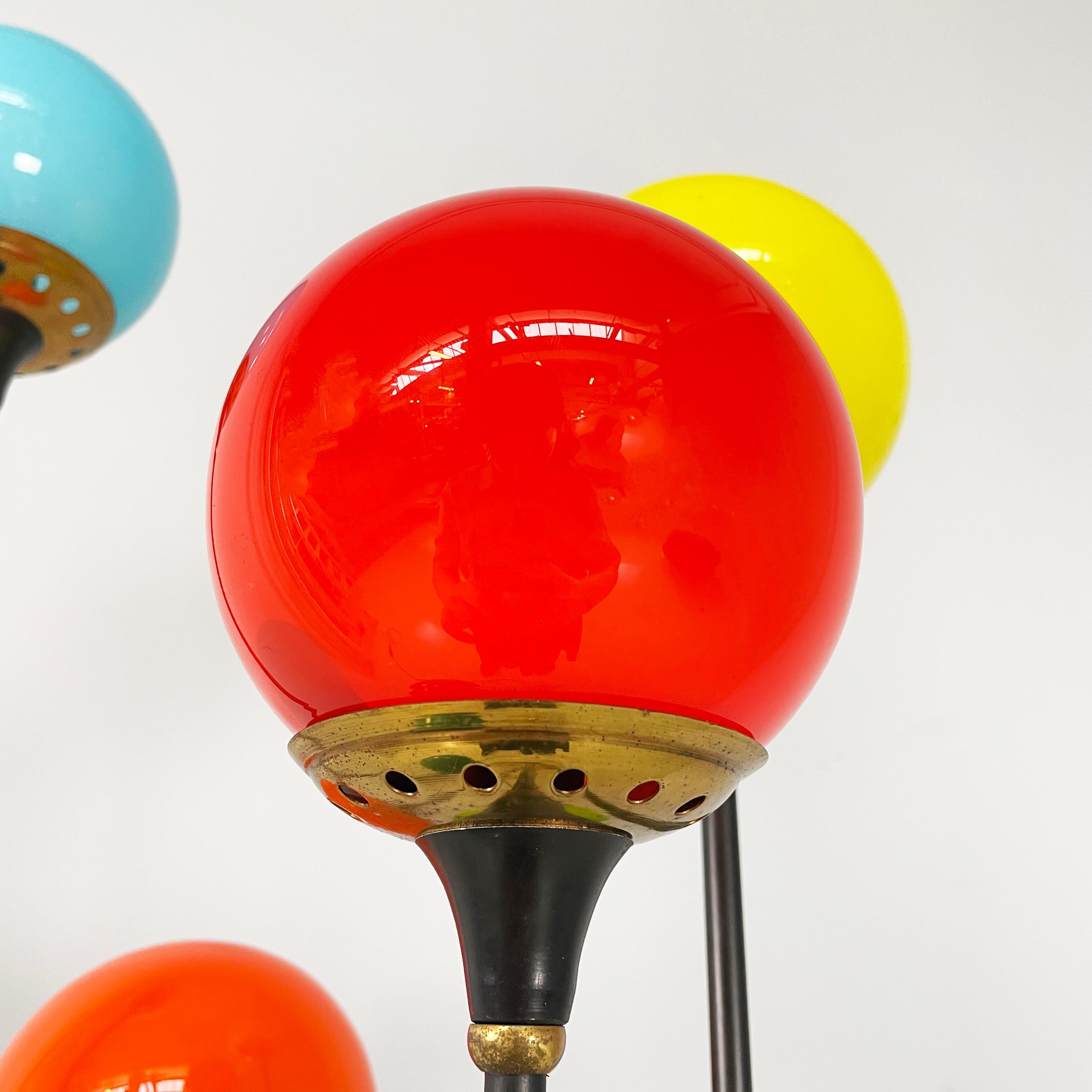 Metal Italian mid-century modern Colored glass Floor lamp Alberello by Stilnovo, 1950s