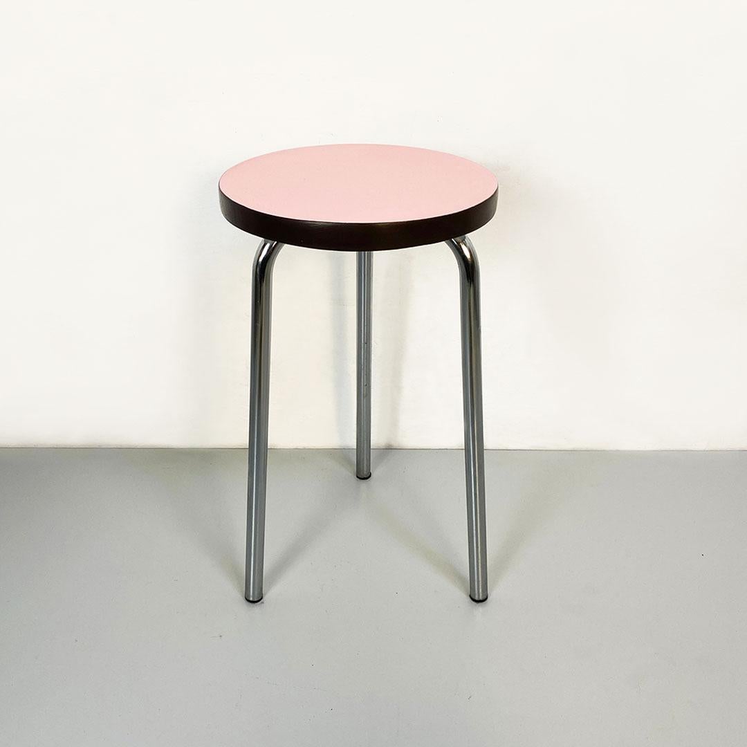 Italian Mid-Century Modern Colored Laminate and Steel Set of Five Stools, 1960s 9