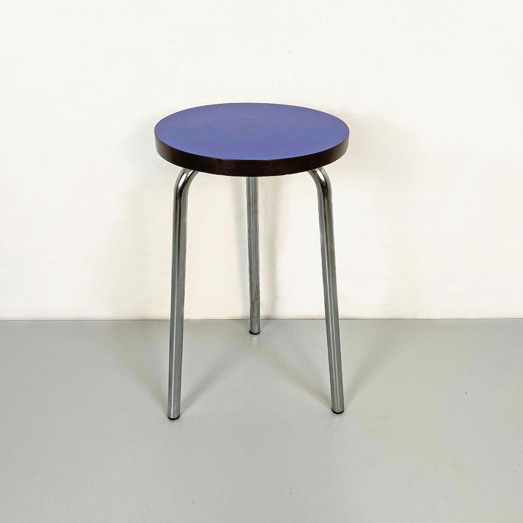 Italian Mid-Century Modern Colored Laminate and Steel Set of Five Stools, 1960s 2