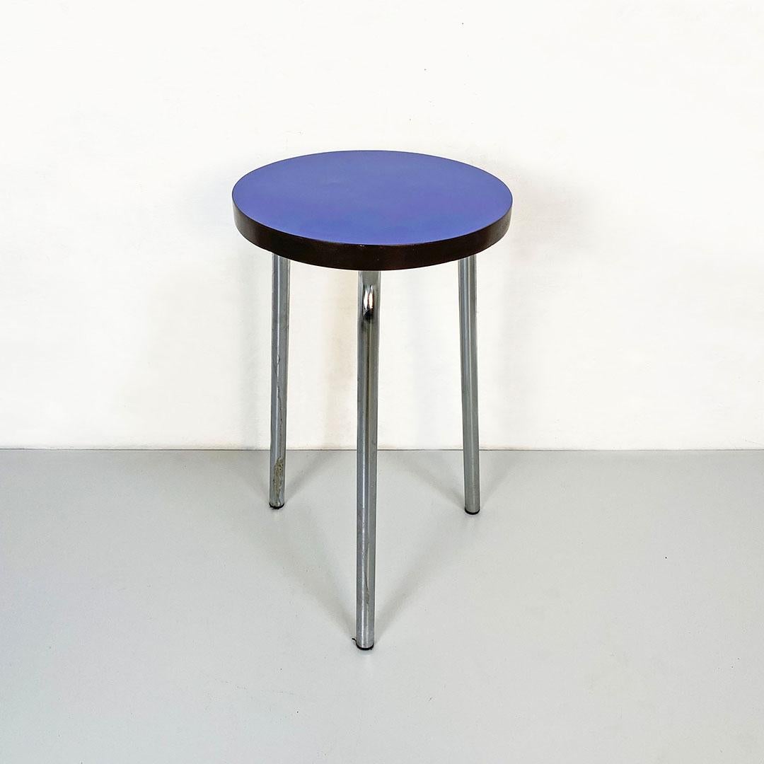 Italian Mid-Century Modern Colored Laminate and Steel Set of Five Stools, 1960s 3