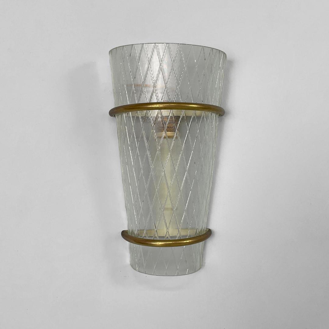 Italiano Lampade da parete italiane di metà secolo in vetro e metallo, 1950 in vendita
