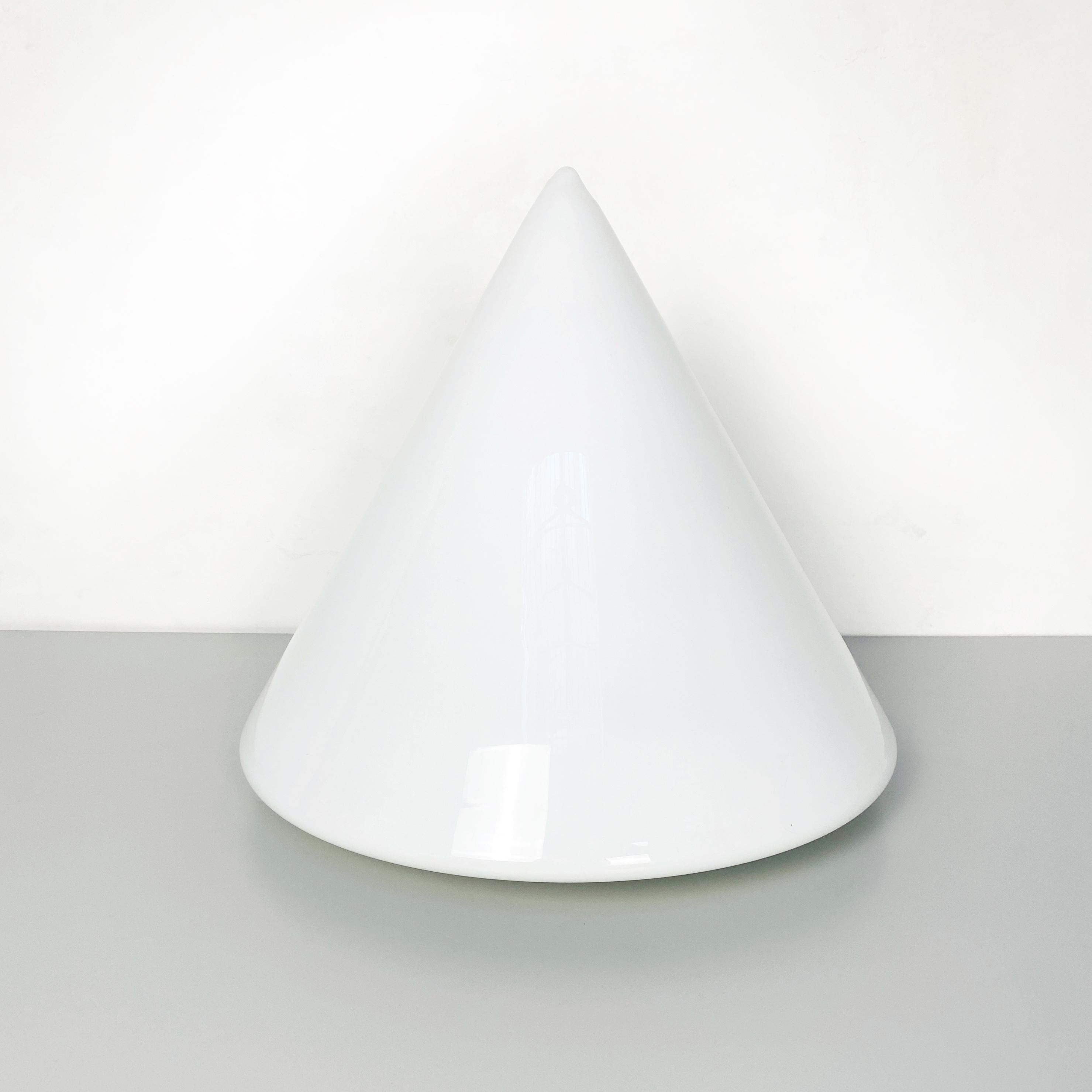Late 20th Century Italian Mid-Century Modern Conical Table Lamp with Double Opal Glass, 1970s For Sale