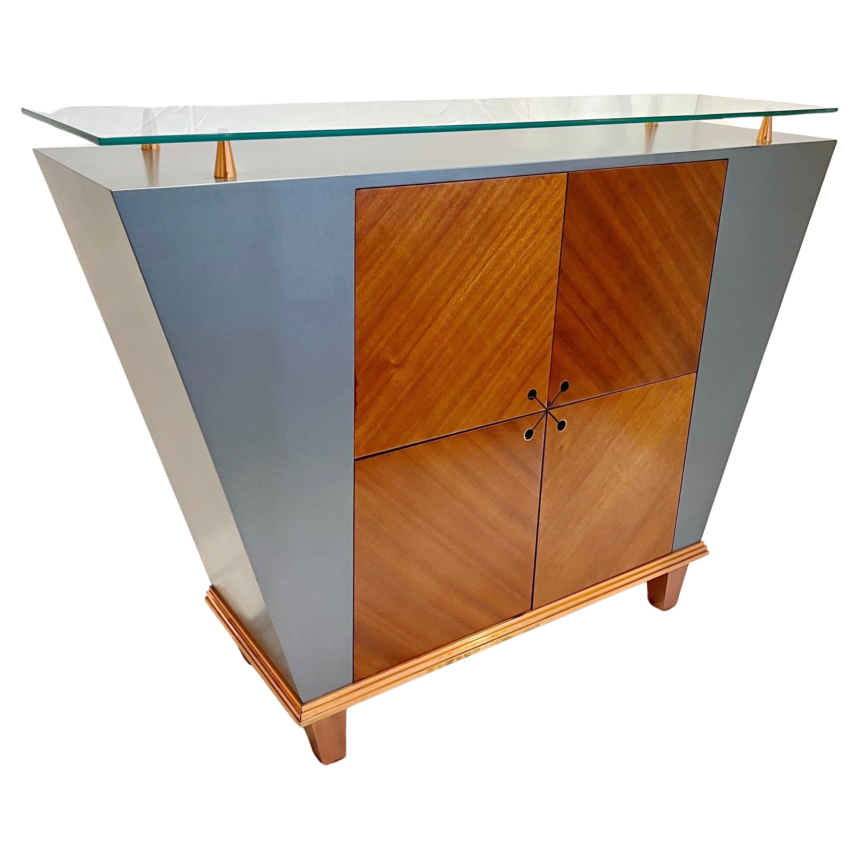 Italienisches Mid-Century-Modern-Sideboard aus Kupfer und grauem Lack von Pallucco