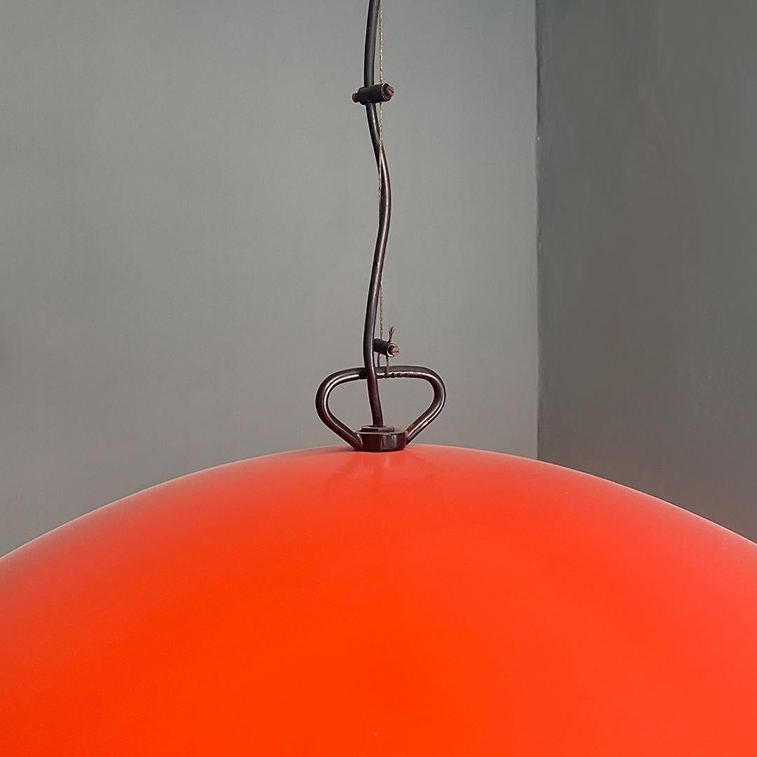 Mid-20th Century Italian Mid-Century Modern Coral Red Metal Chandelier, 1960s