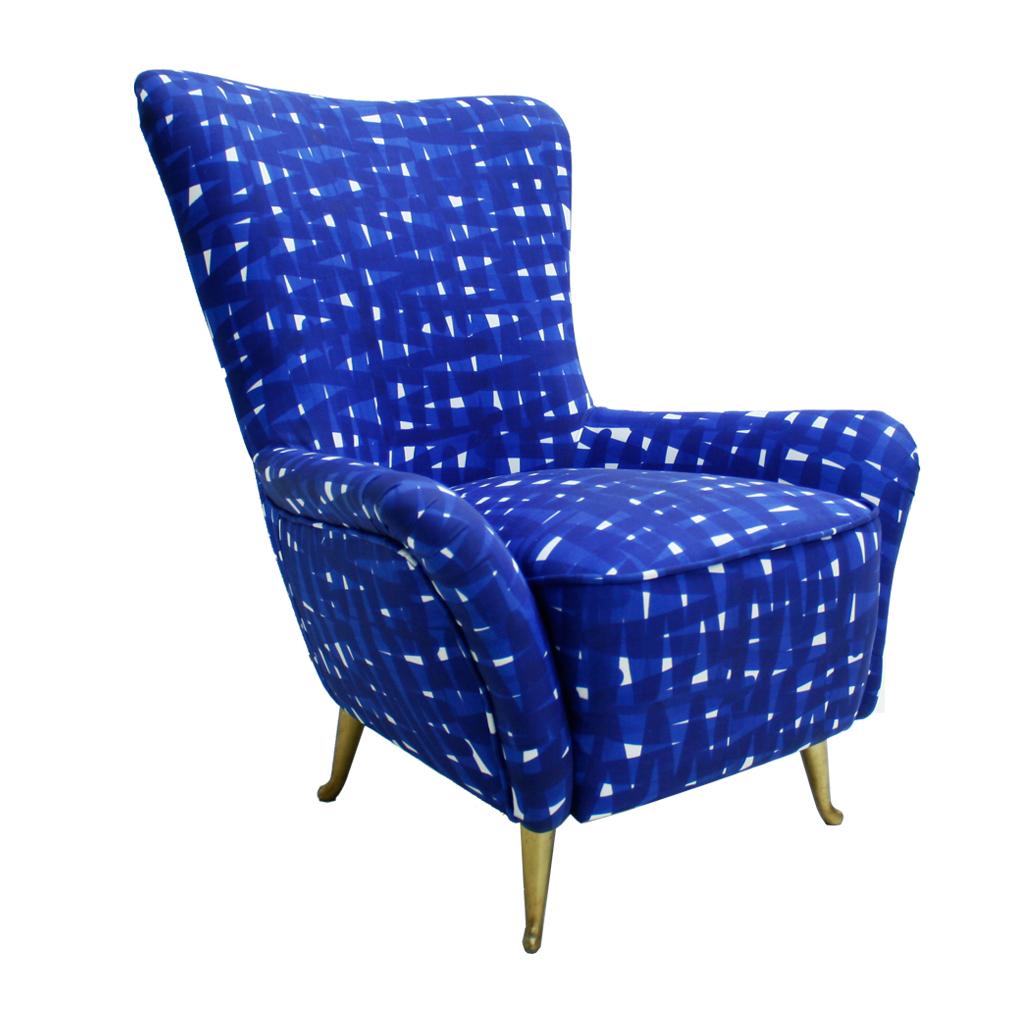 Mid-20th Century Italian Mid-Century Modern Cotton Pattern Pair of ISA Slipper Chairs