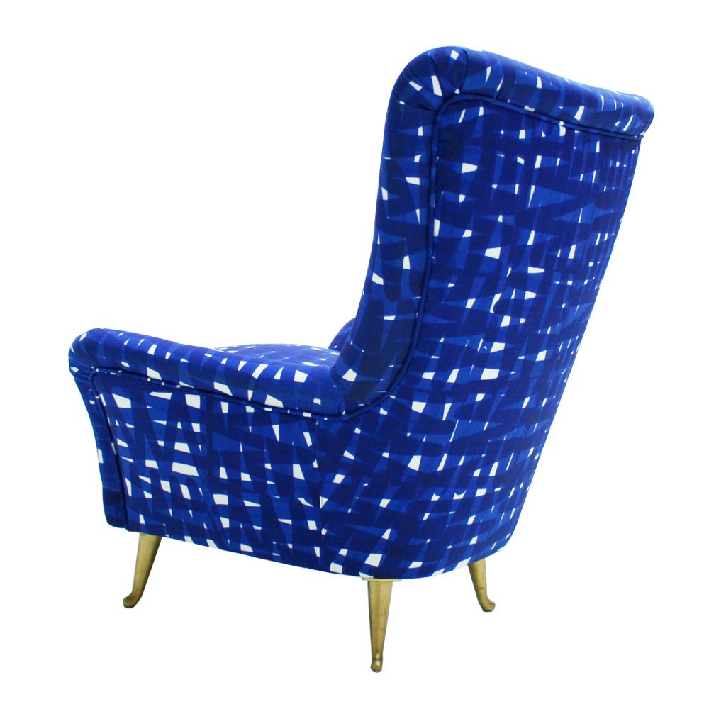 Metal Italian Mid-Century Modern Cotton Pattern Pair of ISA Slipper Chairs