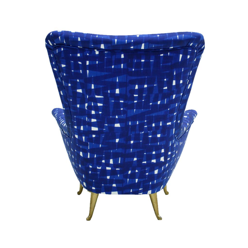 Italian Mid-Century Modern Cotton Pattern Pair of ISA Slipper Chairs 2