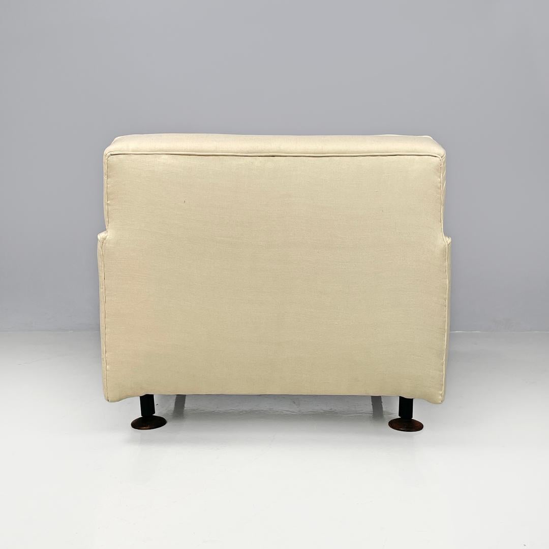 Metal Italian mid-century modern cream white armchair Square Zanuso for Arflex, 1960s