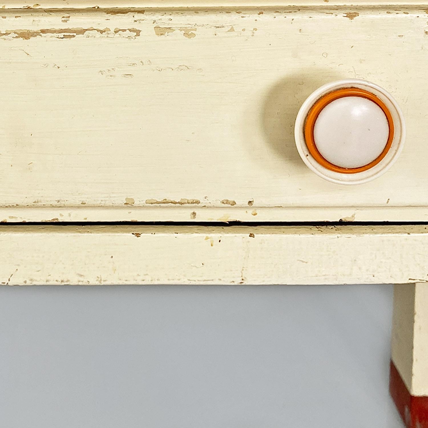Tavolo da cucina italiano di metà secolo moderno in legno crema e marmo, anni '60 5