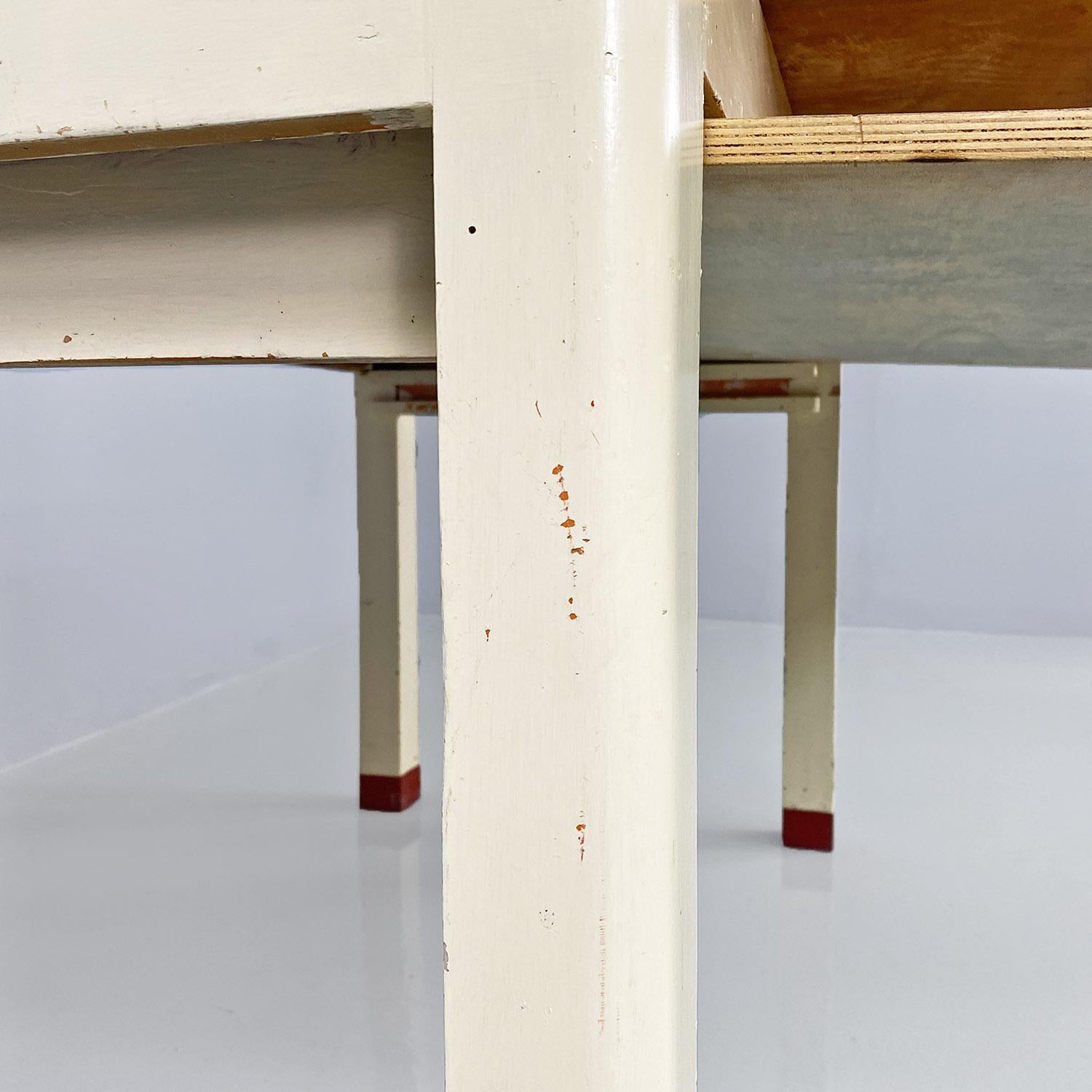 Tavolo da cucina italiano di metà secolo moderno in legno crema e marmo, anni '60 9