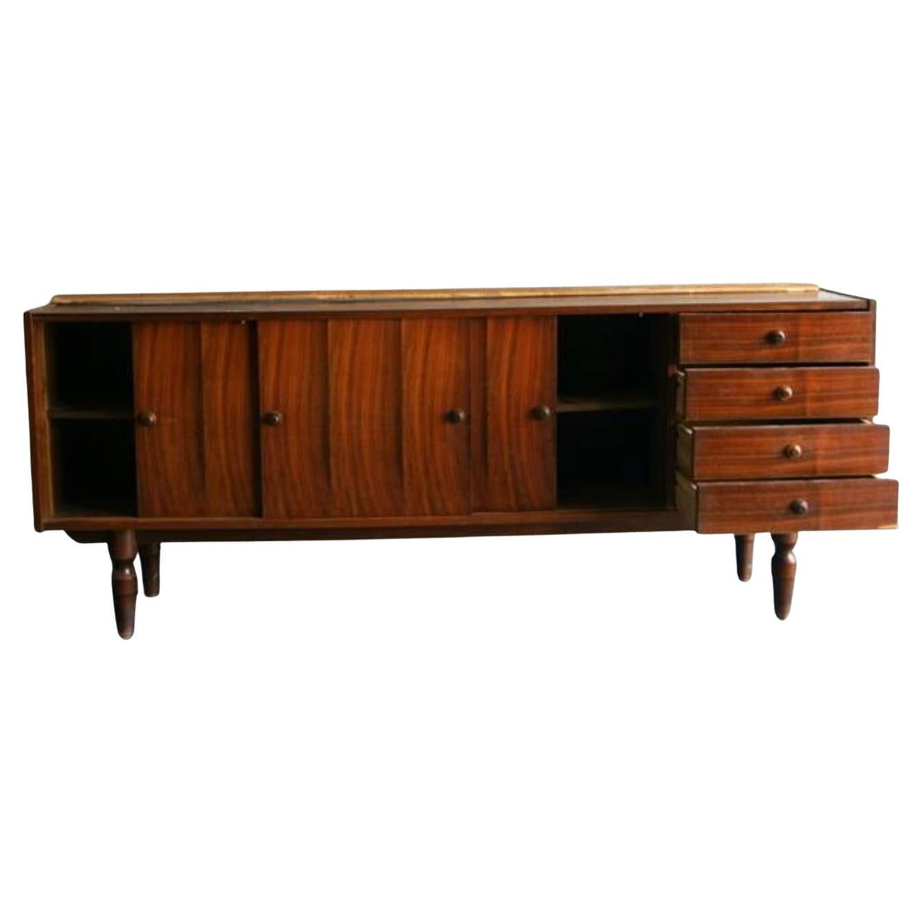 Bois Crédence/commode/bureau italien moderne du milieu du siècle en vente