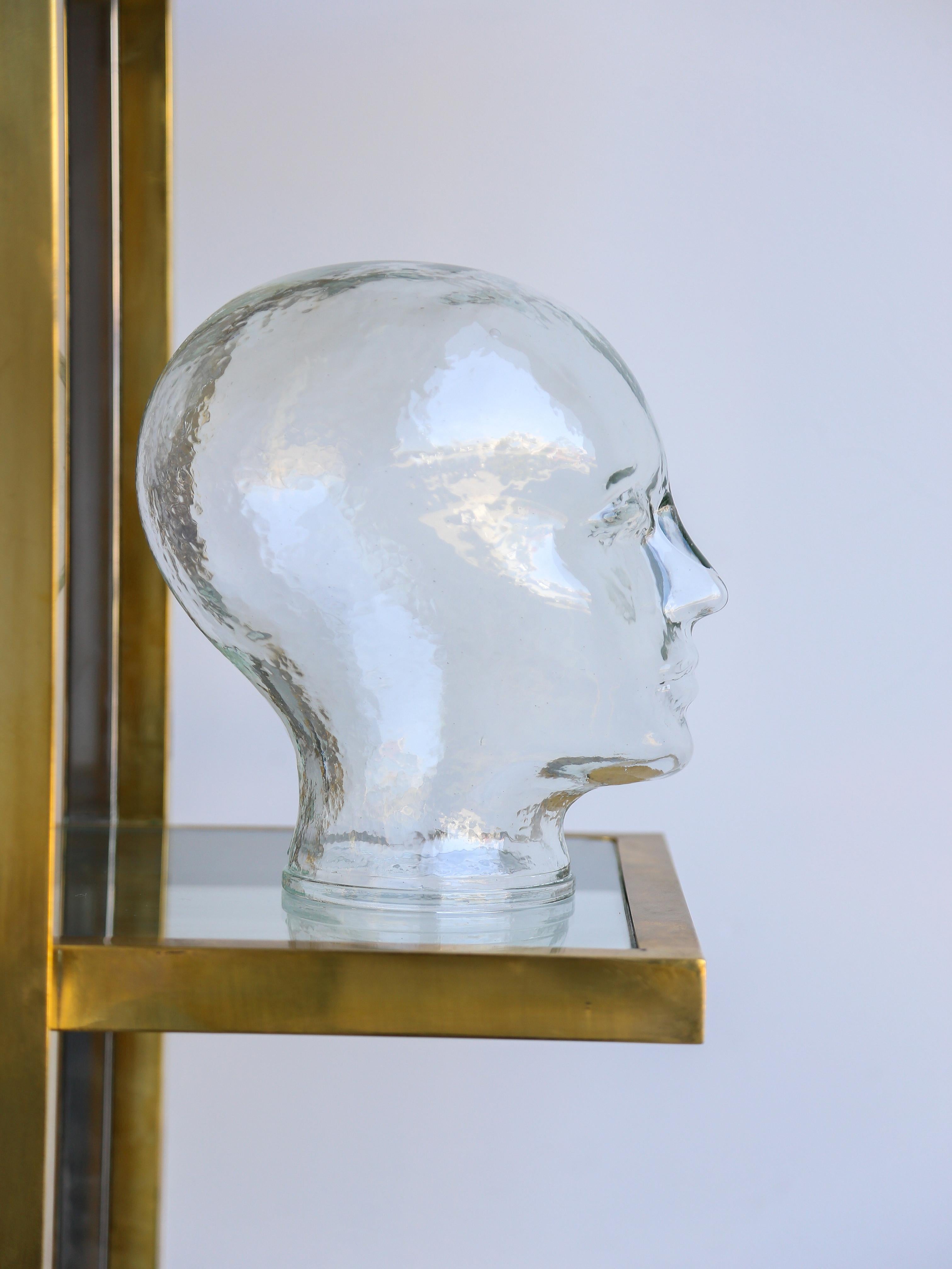 Italienische moderne Kristallglaskopf-Skulptur aus der Mitte des Jahrhunderts von Piero Fornasetti, 1960 (Mitte des 20. Jahrhunderts) im Angebot