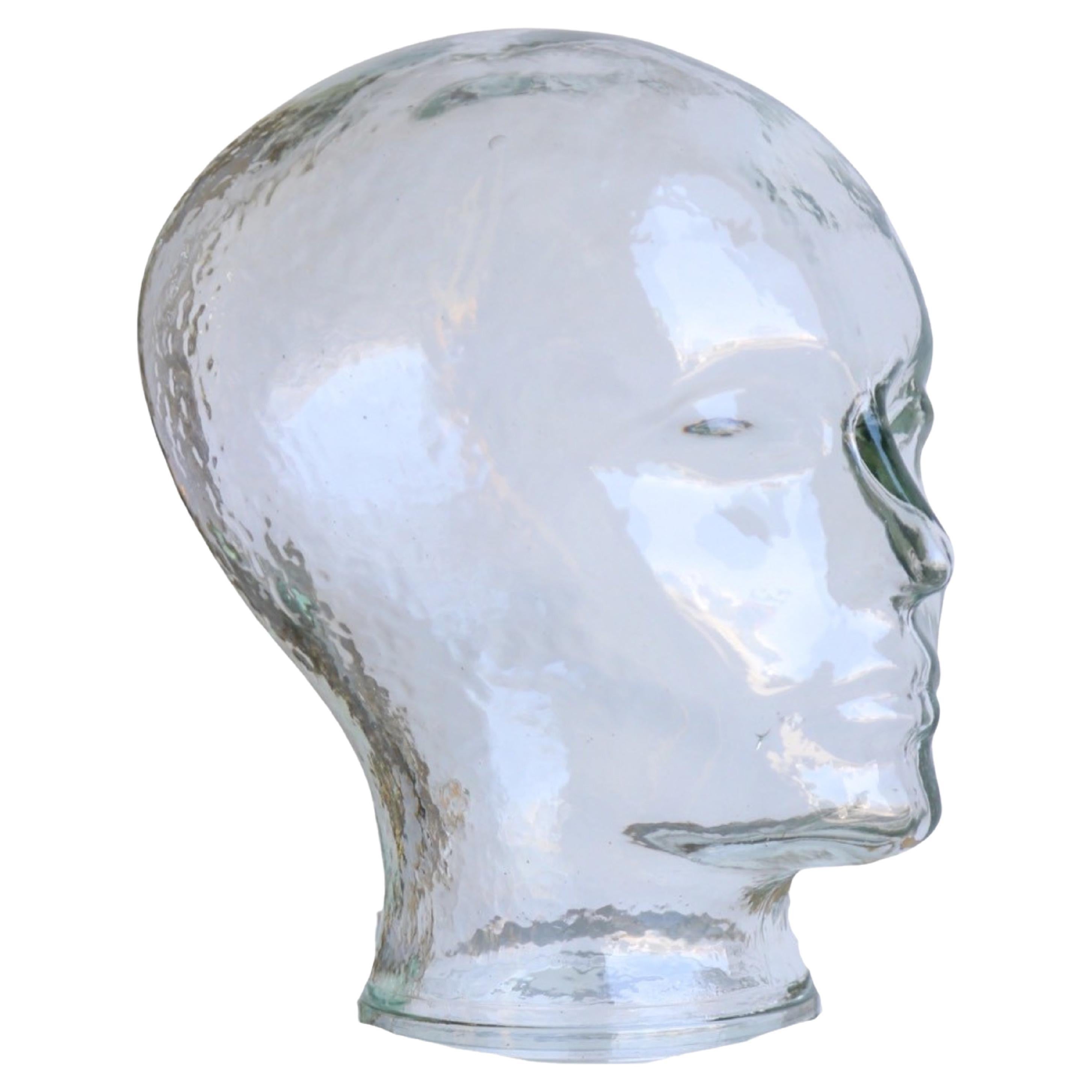 Italian Mid Century Modern Crystal Glass Head Sculpture by Piero Fornasetti 1960 For Sale