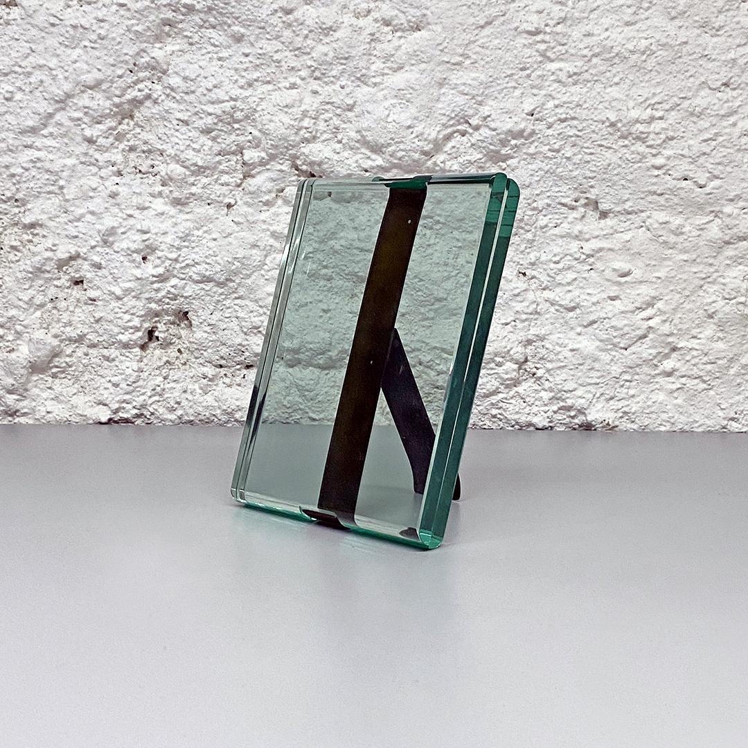 Italian Mid-Century Modern Crystal Photo Frame with Brass by Fontana Arte, 1960s In Good Condition In MIlano, IT