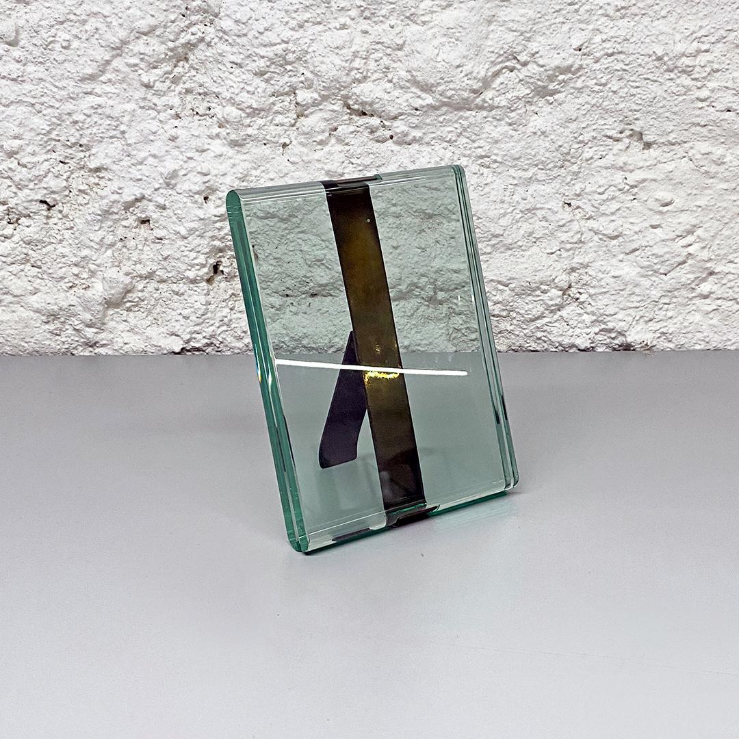 Italian Mid-Century Modern Crystal Photo Frame with Brass by Fontana Arte, 1960s 2