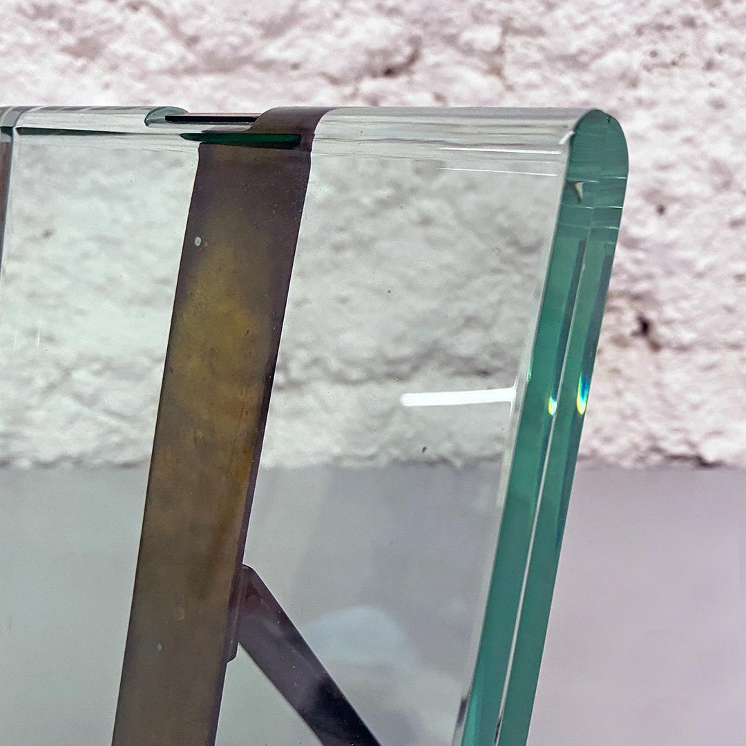 Italian Mid-Century Modern Crystal Photo Frame with Brass by Fontana Arte, 1960s 3