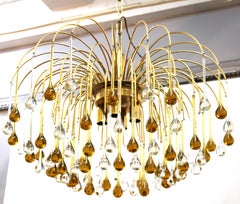 Italian Mid-Century Modern Crystal Raindrop Chandelier