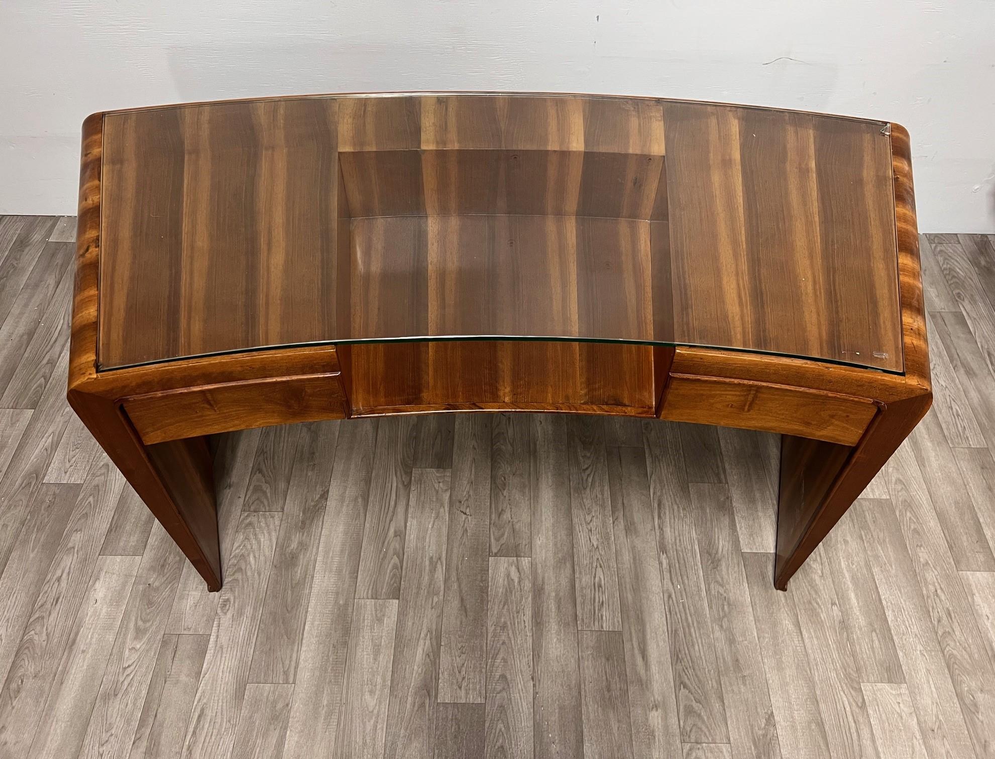 Glass Italian Mid Century  Modern Curved Desk For Sale