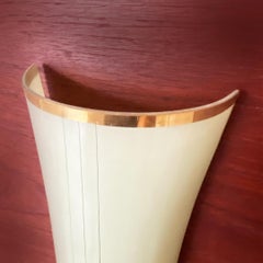 Italian Mid-Century Modern Curved Glass and Brass Wall Lamp, 1950s