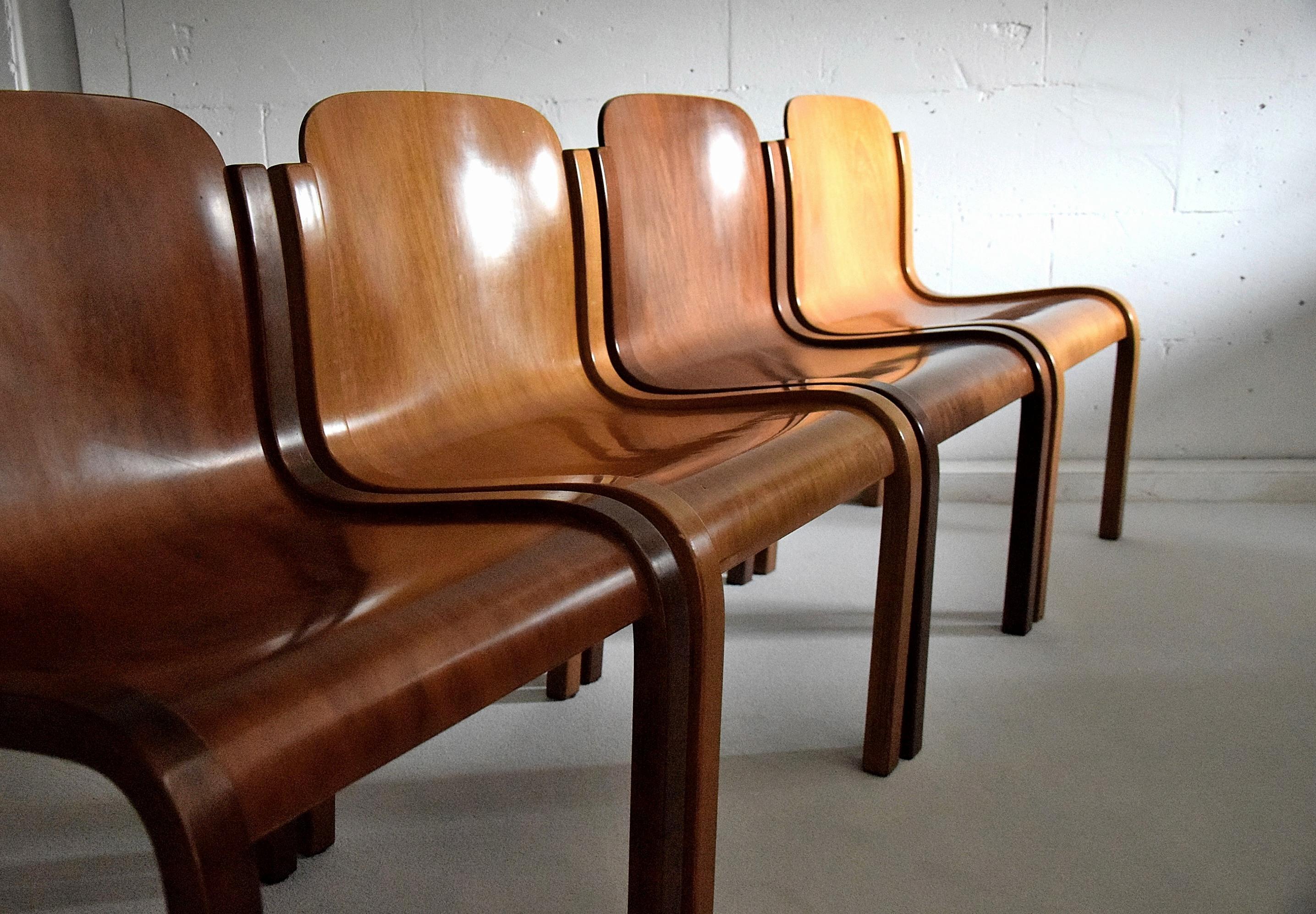 Mid-20th Century Italian Mid-Century Modern Curved Plywood Chairs by Carlo Bartoli
