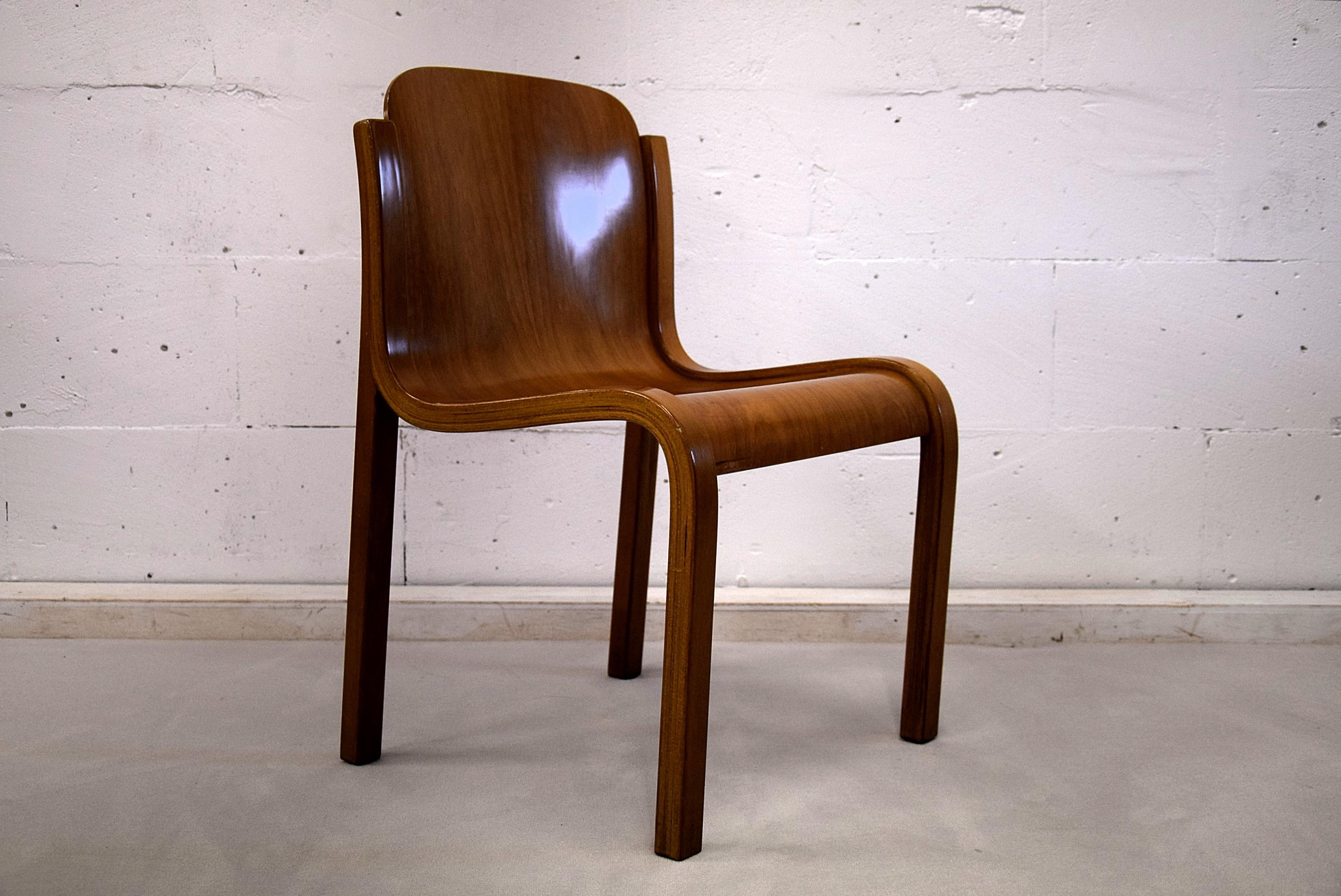 Italian Mid-Century Modern Curved Plywood Chairs by Carlo Bartoli 1