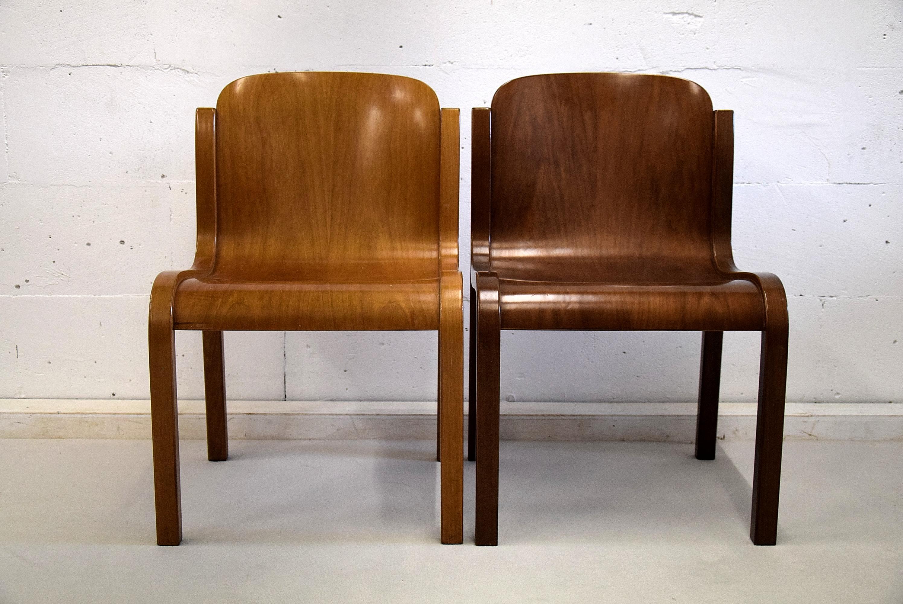 Italian Mid-Century Modern Curved Plywood Chairs by Carlo Bartoli 2