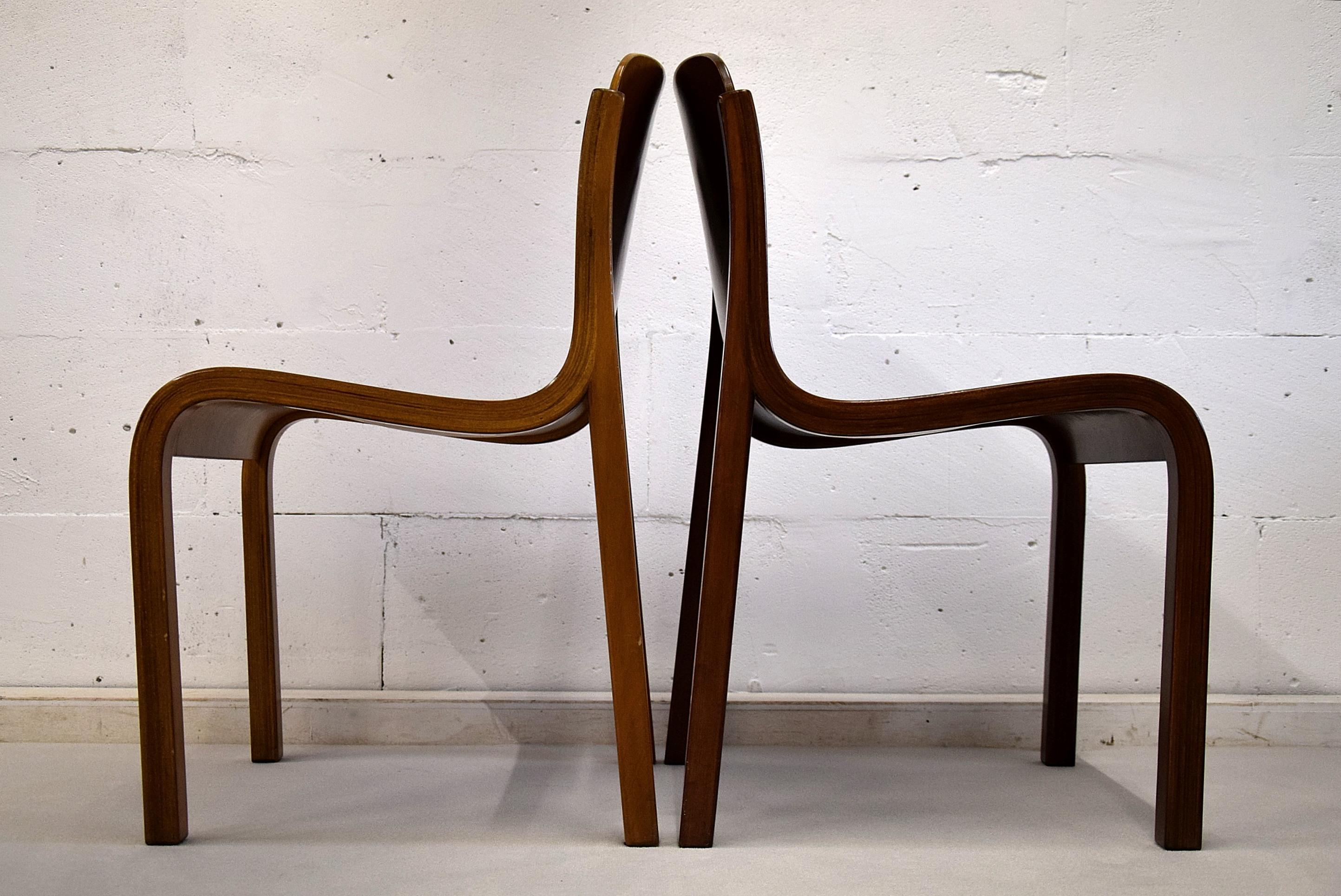 Italian Mid-Century Modern Curved Plywood Chairs by Carlo Bartoli 3