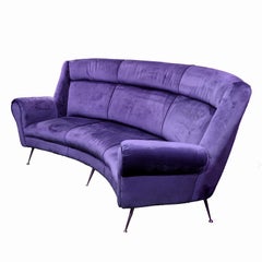 Italian Mid-Century Modern Curved Sofa and 2 Armchairs by ISA Bergamo