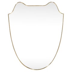 Italian Mid-Century Modern Curvilinear Shield Brass Framed Mirror