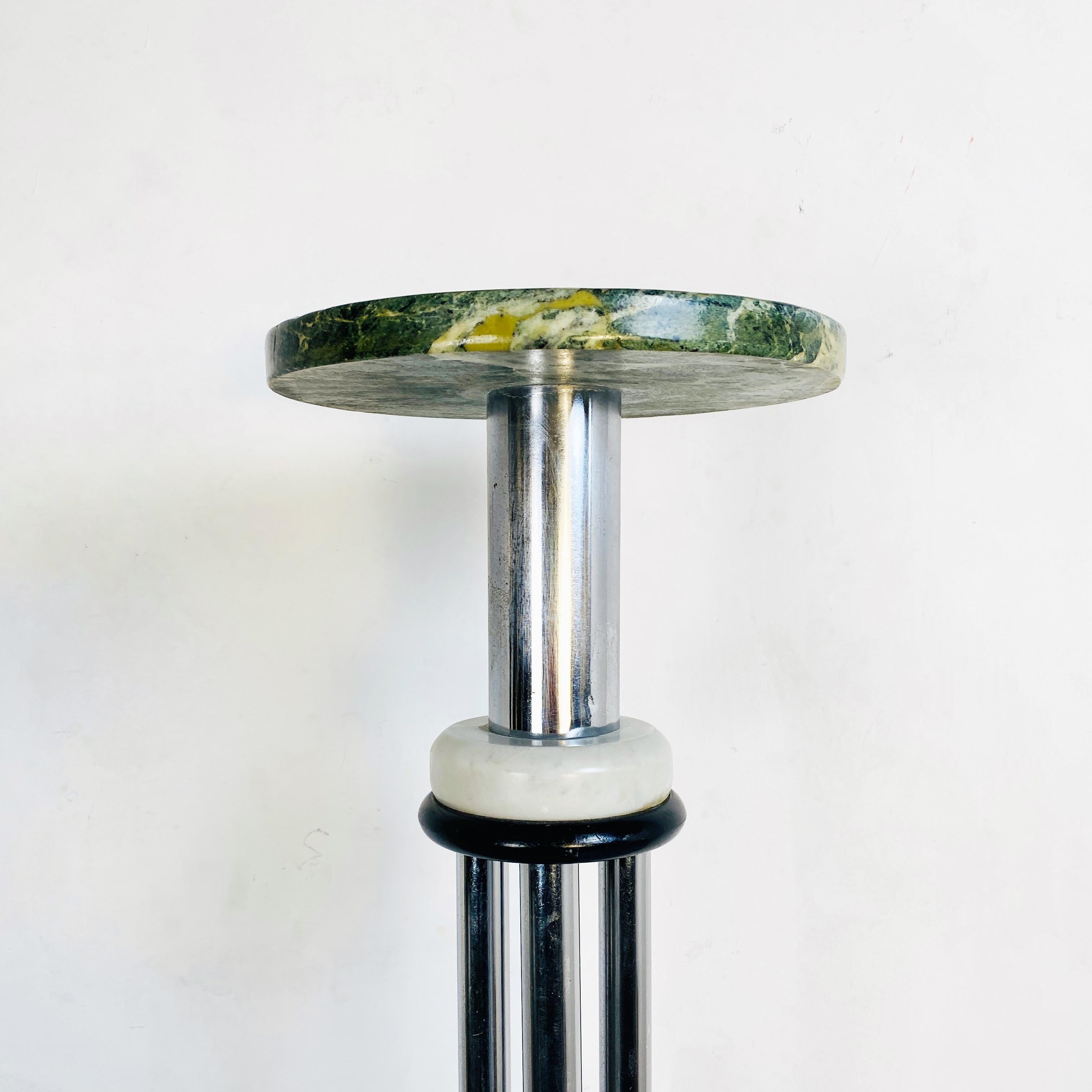 Italian Mid-Century Modern Cylindrical Pedestal with Marble, 1980s 7