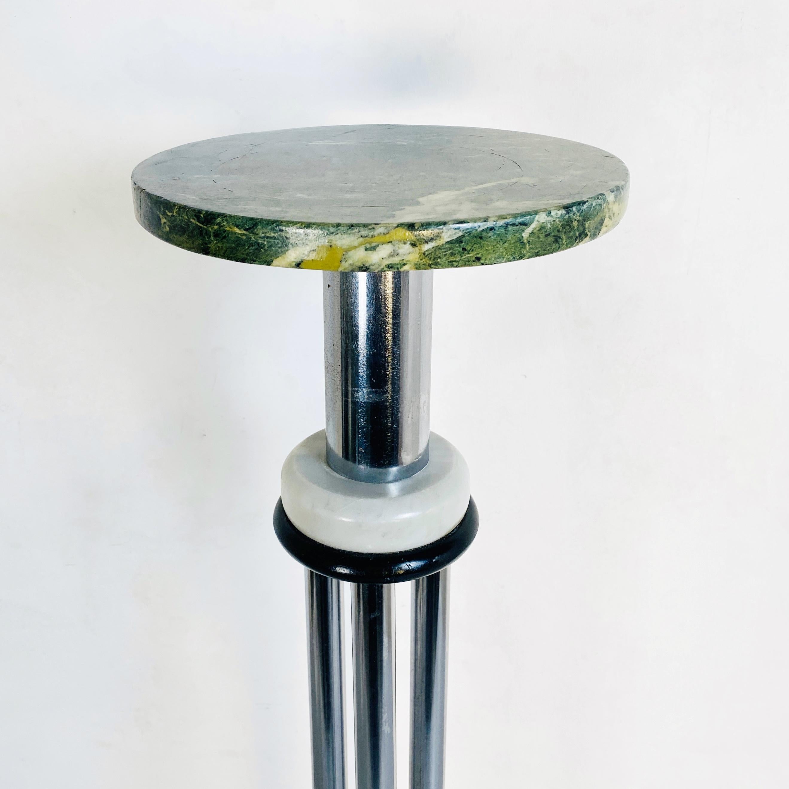 Italian Mid-Century Modern Cylindrical Pedestal with Marble, 1980s 9