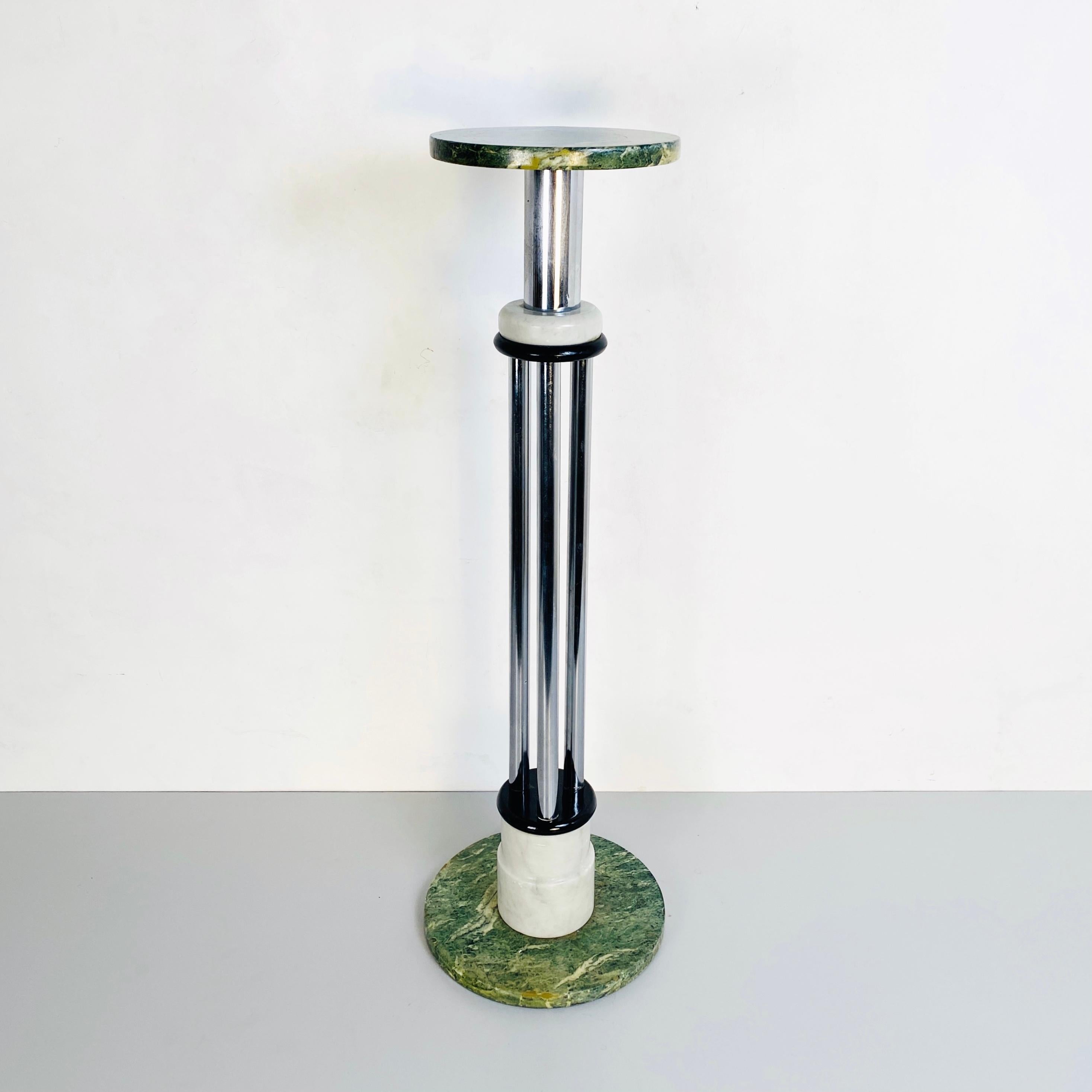 Italian Mid-Century Modern Cylindrical Pedestal with Marble, 1980s 1