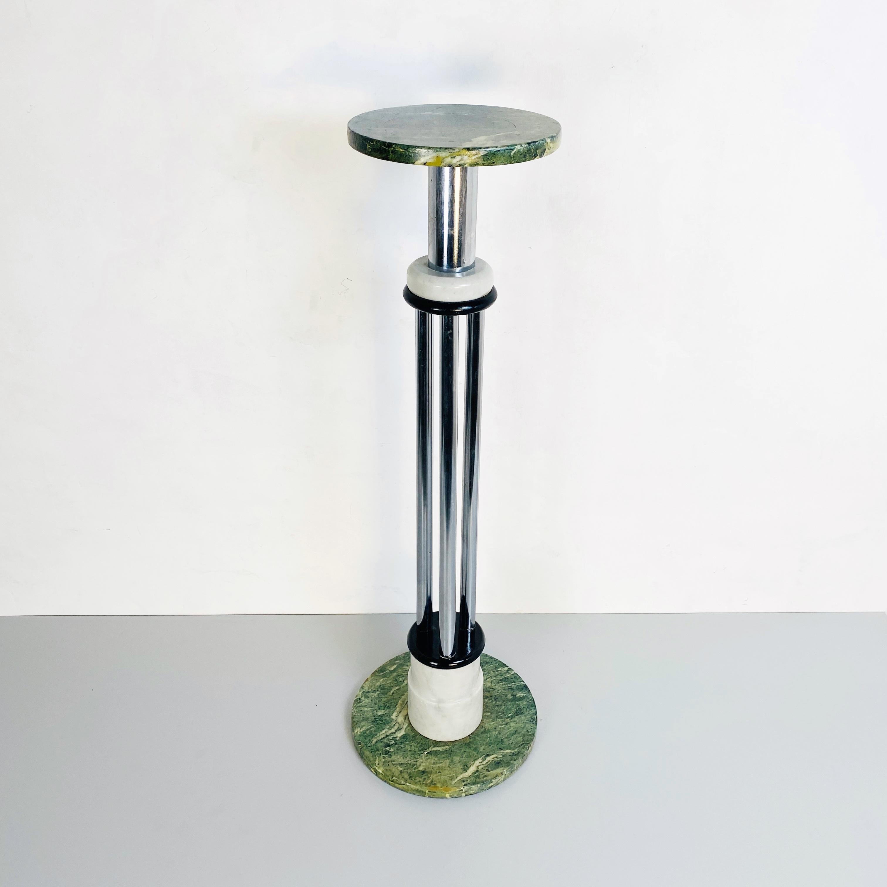 Italian Mid-Century Modern Cylindrical Pedestal with Marble, 1980s 3