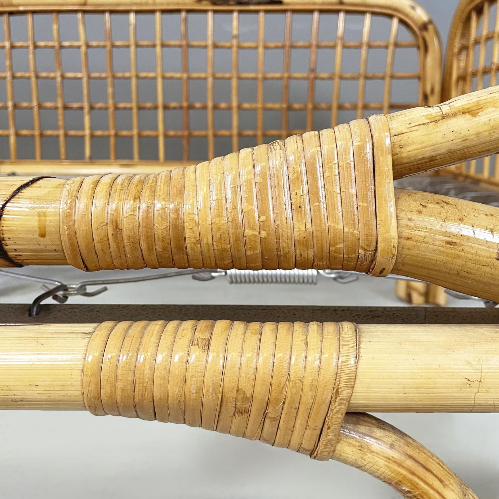 Italian mid-century modern Daybed, bed or sofa in rattan and metal mesh, 1970s en vente 4