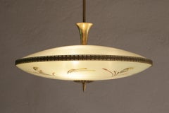 Italian Mid-Century Modern Decorated Glass Disk Chandelier, 1950s