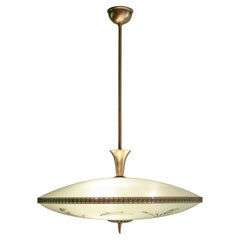 Italian Mid-Century Modern Decorated Glass Disk Chandelier, 1950s