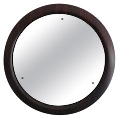 Italian Mid-Century Modern Design Big Wall Mirror with Wood Frame, 1960s