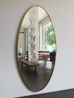 Italian Mid-Century Modern Design Large Brass Wall Mirror, 1950s