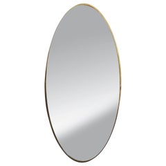 Italian Mid-Century Modern Design Large Brass Wall Mirror, 1950s