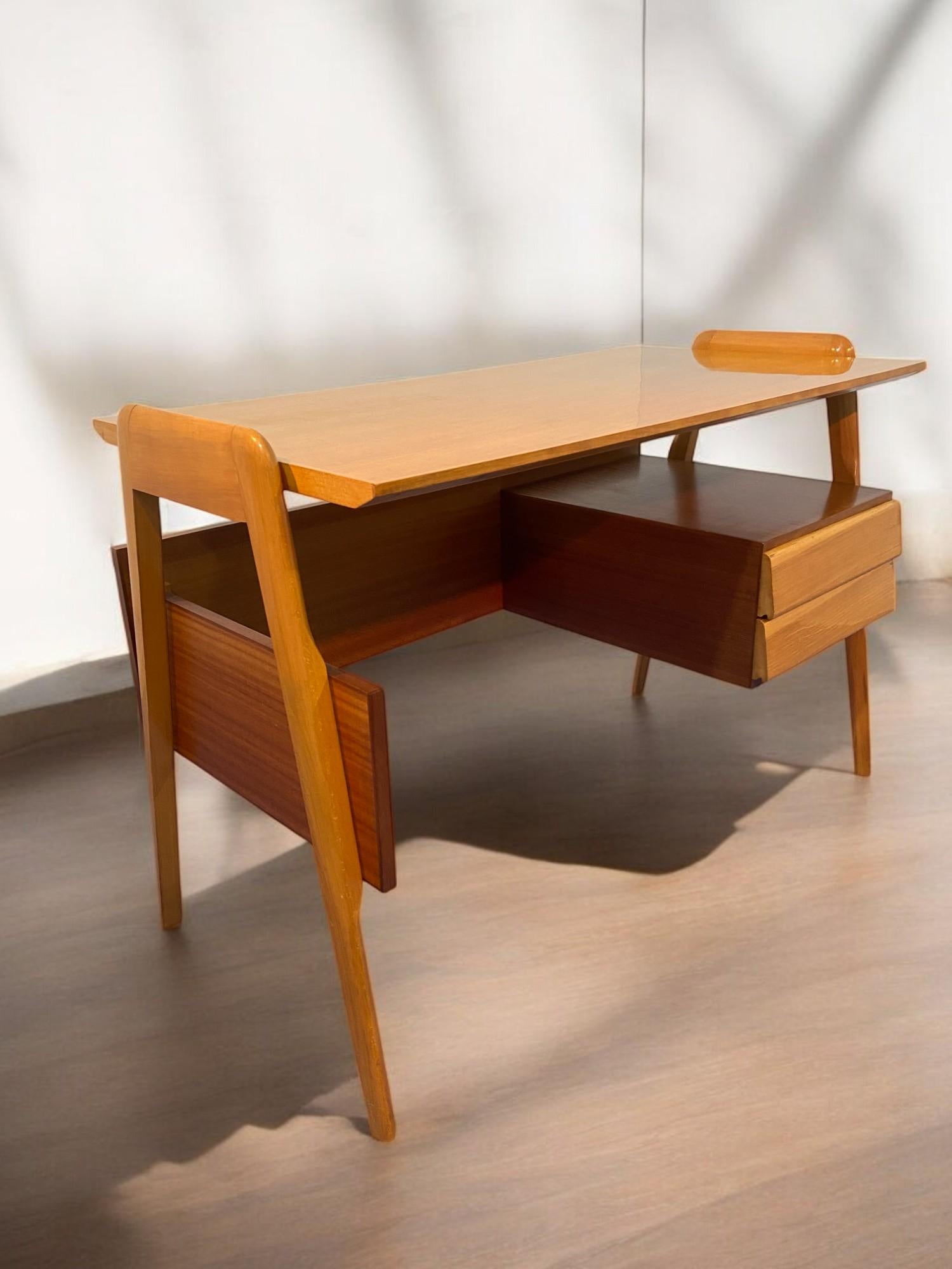 Mid-20th Century Italian Mid Century Table Desk and chair designed by Vittorio Dassi in 1950s For Sale