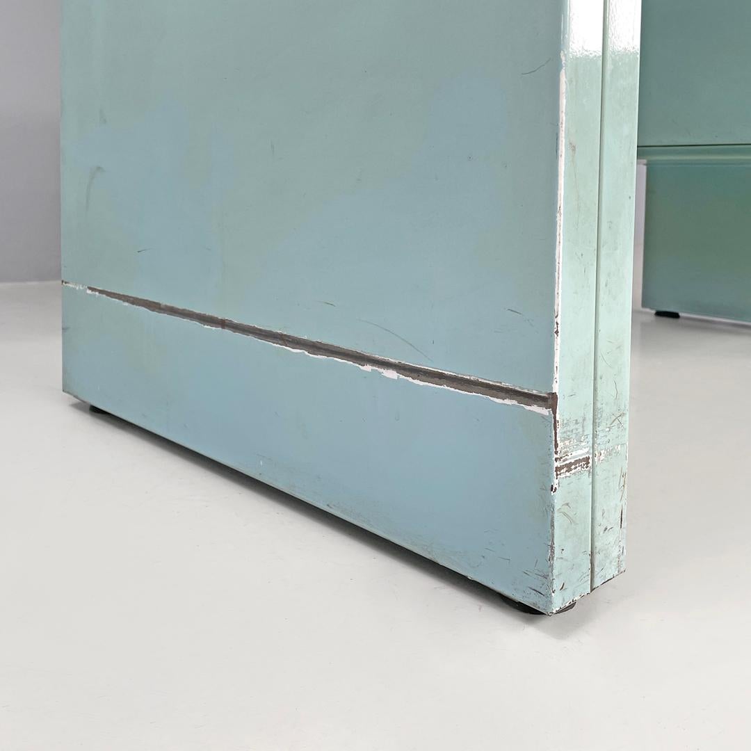 Italian mid-century modern desk in light blue metal and black leather top, 1960s For Sale 10