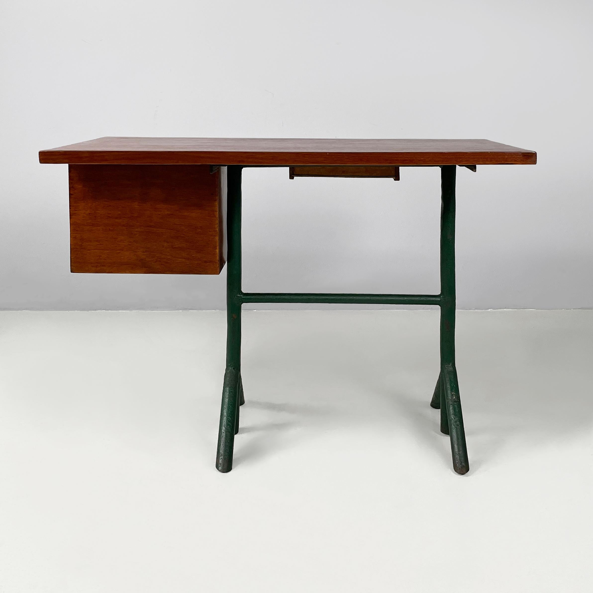 Mid-20th Century Italian mid-century modern desk in wood and metal, 1960s For Sale