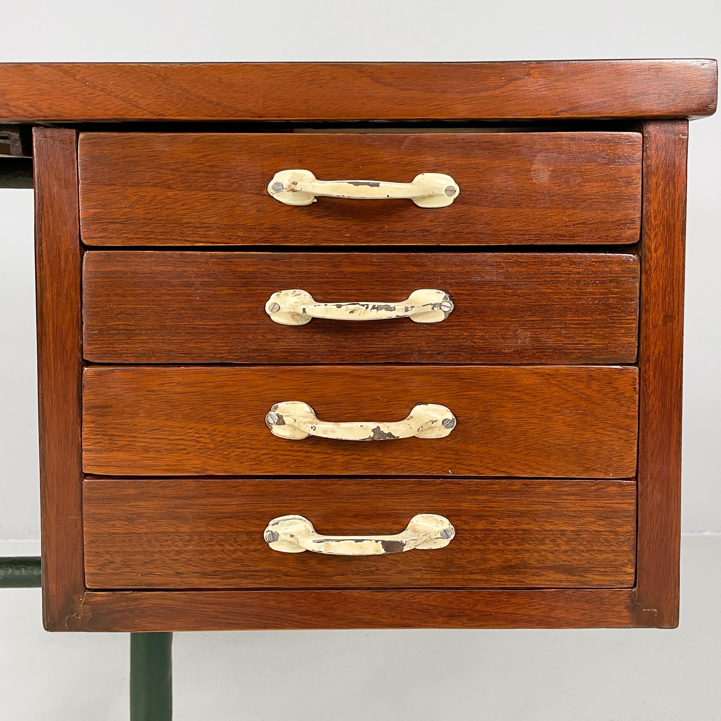 Metal Italian mid-century modern desk in wood and metal, 1960s For Sale