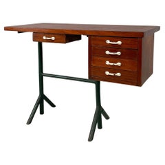 Italian mid-century modern desk in wood and metal, 1960s